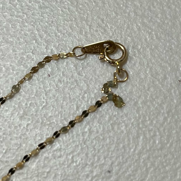 14k Solid Gold Mirror Disk Chain Lariat Necklace 18" - Picture 2 of 10